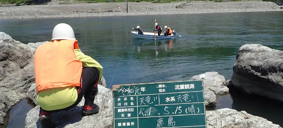 従来の有人船による測量